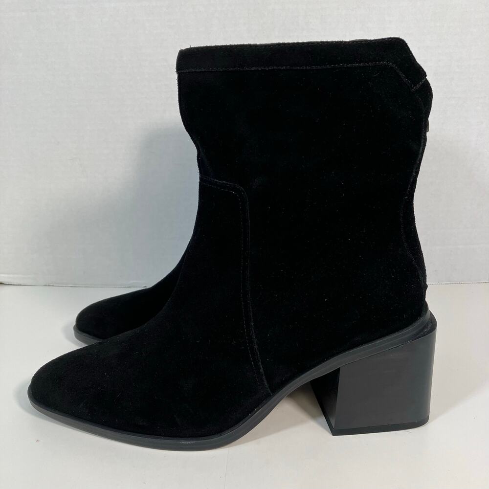 Vince Camuto Sz 11W Black Suede Mid Shaft Kortimy Bootie Chunky Block Heel NWOT